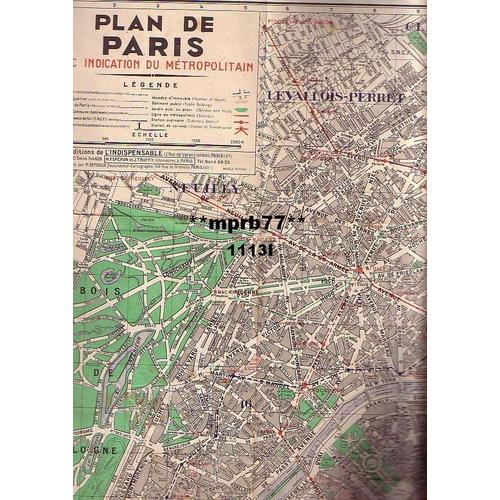 Carte Plan De Paris Avec Indication Du Métropolitain - Imprimerie