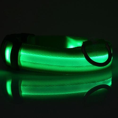 Nuit Sécurité Led Chiens Collier, Nalon Lumières Clignotant Lueur Dans L'obscurité Électrique Pet Coolars, 7 Couleurs Fournitures Pour Animaux De Compagnie Chien Chat Laisse Vert M