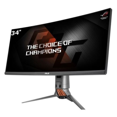 ASUS ROG SWIFT PG348Q - Écran LED - jeux - incurvé - 34" - 3440 x 1440 @ 100 Hz - IPS - 300 cd/m² - 1000:1 - 5 ms - HDMI, DisplayPort - haut-parleurs - armure en titane, cuivre plasma
