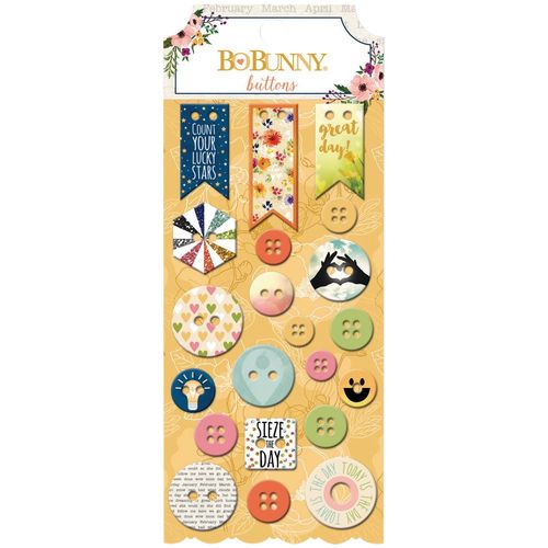 Boutons Chipboard Calendar Girl 21 Pièces - Bobunny