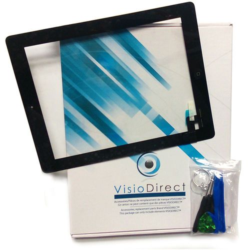 Visiodirect® Vitre Ecran Tactile Pour Ipad 2 Noir, Bouton Et Adhésif Pré Installé + Outils