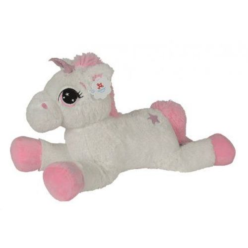 Grande Licorne Couchee Blanche 80cm - Peluche Nicotoy Enfant