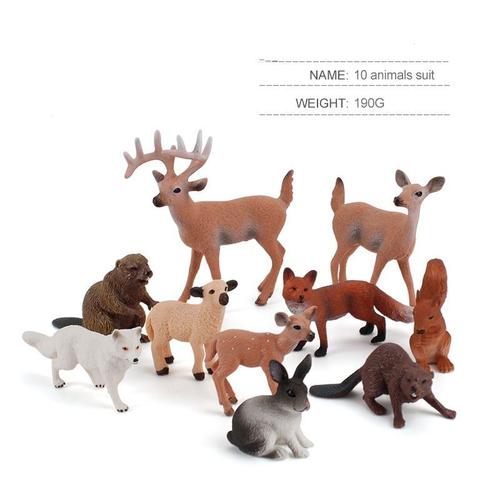 Figurines D'animaux De La Forêt, 10 Pièces, Figurines De Créatures Des Bois, Miniatures (Castor + Renard Roux + Mouton + Lapin + Écureuil + Renard Arctique + Cerf)
