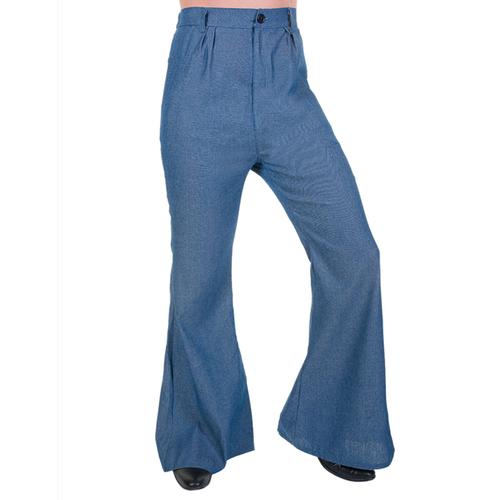Pantalon Disco Pattes Déléphant Couleur Jeans Homme Large