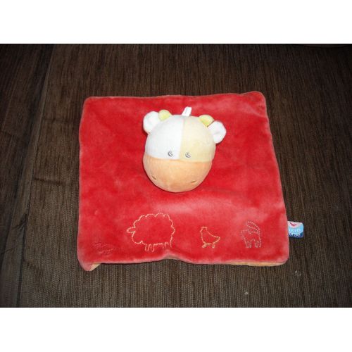 Doudou Plat Vache/Girafe Rouge Sucre D'orge