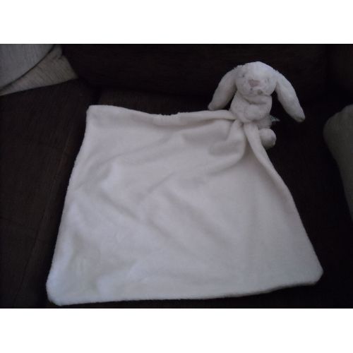 Doudou Lapin Blanc/Crème/Écru Avec Son Mouchoir Jellycat
