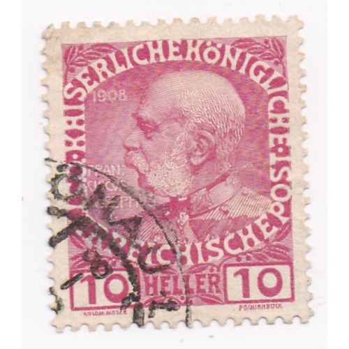 Timbre Autriche : Kaiserlicherköniliche Östereichischepost, 10 Heller, François Joseph