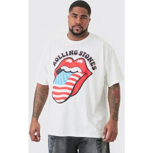 Plus Oversized Rolling Stones License T-Shirt White Homme - Blanc - Xxxxl, Blanc