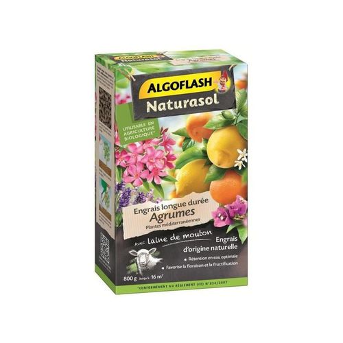 ALGOFLASH NATURASOL Engrais agrumes et plantes méditerranéennes longue durée - 800 g