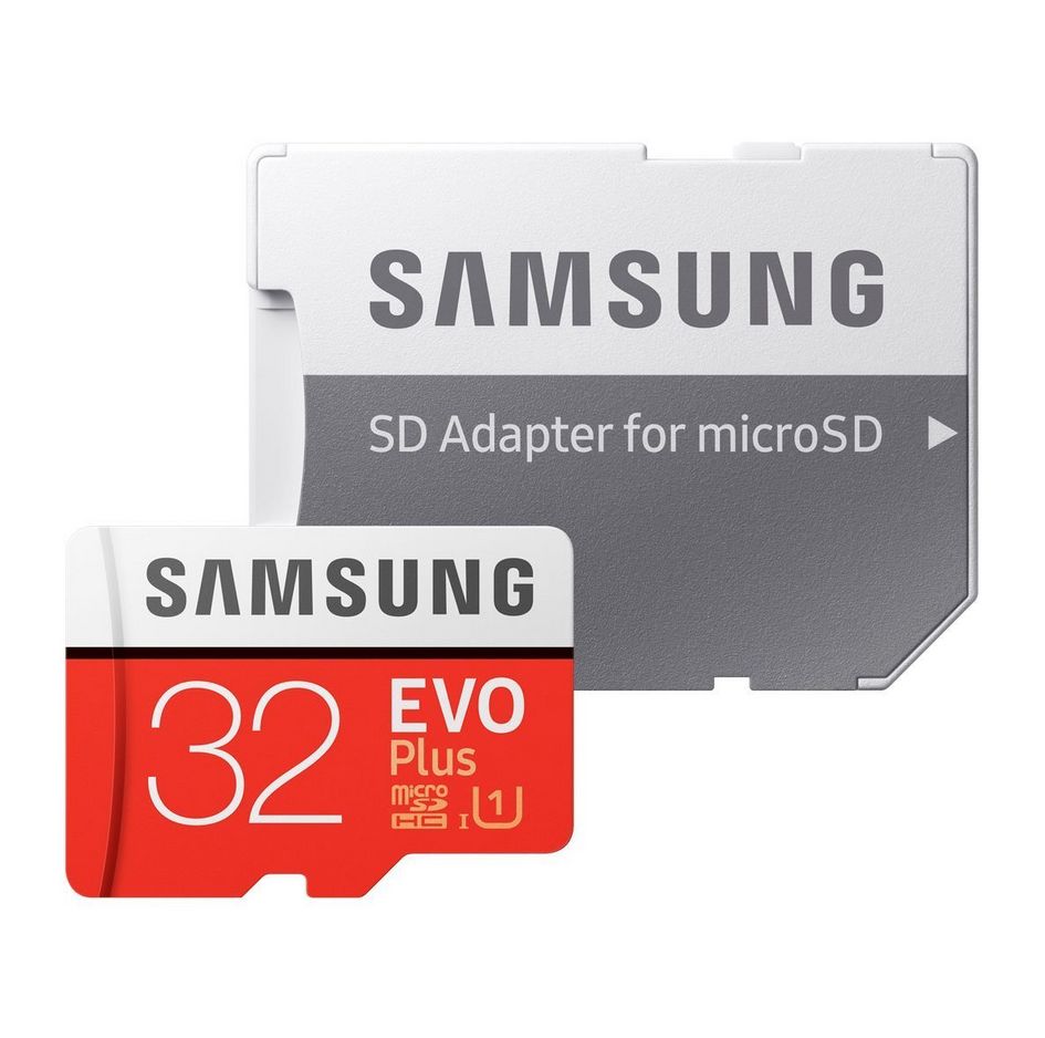 Samsung 32 Go Carte mémoire EVO Plus Micro SD Classe 10 avec adaptateur SD 