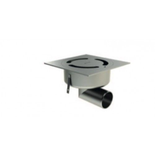 Siphon inox complet - couverture sablée - Showerdrain Eko / sortie horizontale/150x150mm ACO