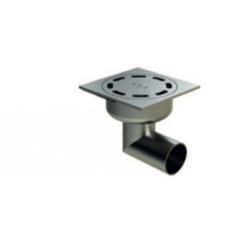 Siphon inox complet - couverture sablée - Showerdrain Eko / sortie horizontale/100x100mm ACO