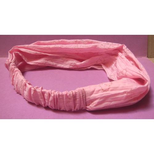 Bandeau / Bandana / Foulard Rose Avec CUrs Et Étoiles Argentés/Pailletés