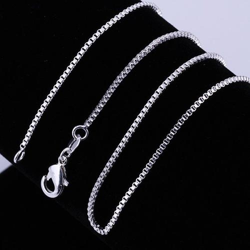 Chaîne De Cou Homme/Femme Plaqué Argent -Longueur 60 Cm  Mailles Carrées 2mm- Collier