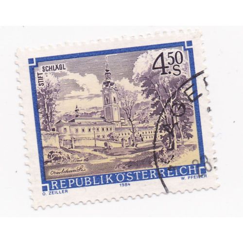 Timbre Autriche : Republik Österreich, Stift Schlägl (Monastère De Schlagägl), Oberösterreich, 4,5 S