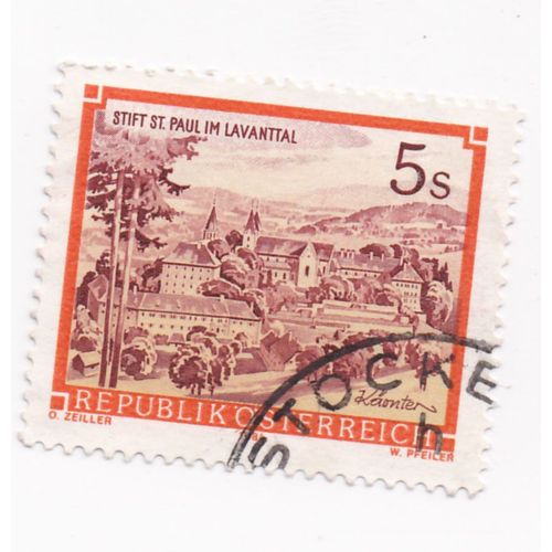 Timbre Autriche : Republik Österreich, Stift St Paul Im Lavanttal (Abbaye St Paul À Lavanttal), Kärnten (Carinthie), 5 S