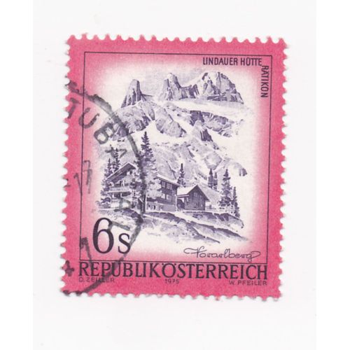 Timbre Autriche : Republik Österreich, Lindauer Hütte Im Ratikon (Châlet Du Ratikon), Vorarlberg, 6 S