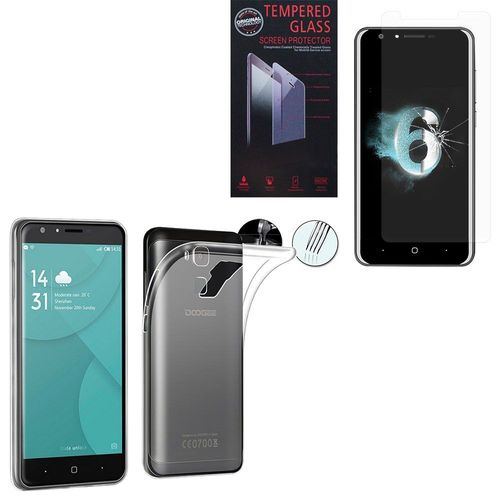 Coque Silicone Gel Pour Doogee Y6 5.5" - Transparent+ 1 Film Verre Trempé