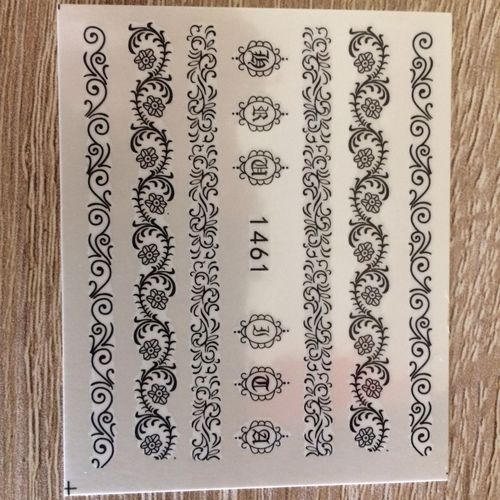 Water Decal Nail Art Deco Pour Ongles Frises Noirs 