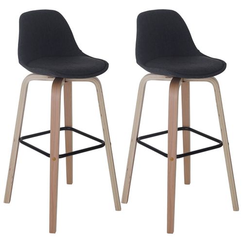2x Tabouret De Bar Palmdale, Chaise De Comptoir Avec Dossier   Tissu, Gris Foncé