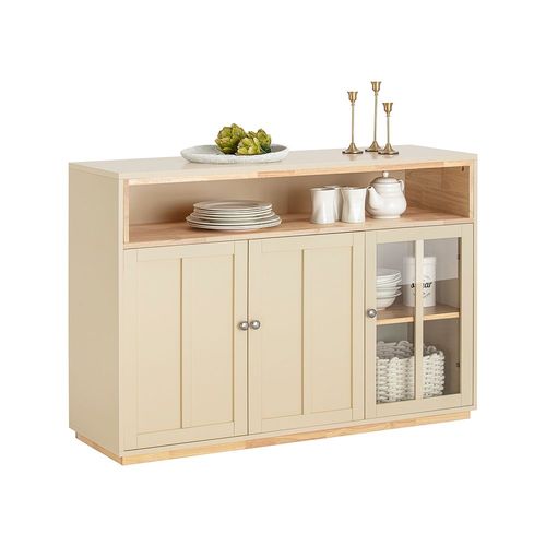 Sobuy Buffet Placard De Cuisine Meuble De Rangement Armoire De Cuisine Multi-Rangements Avec 3 Portes Meuble D'entrée Meuble Latéral, 120 X 84 X 40 Cm, Beige, Fsb80-Mi