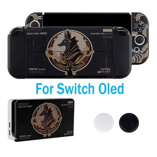 Skull Death Hard Case Tv Dock Stand Protective Crystal Shell For Nintendo Switch Oled Ns Joy-Con Tpu Soft Full Cover Protector