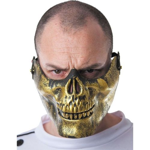 Demi Masque Tête De Mort Dorée Adulte Taille Unique