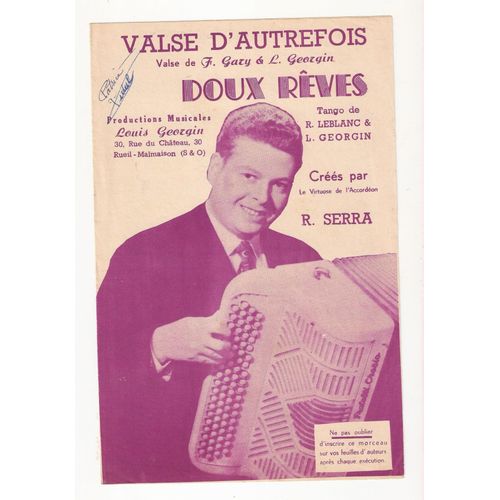 Valse D'autrefois + Doux Rêves (Tango) - Partition Accordeon Ou Violon