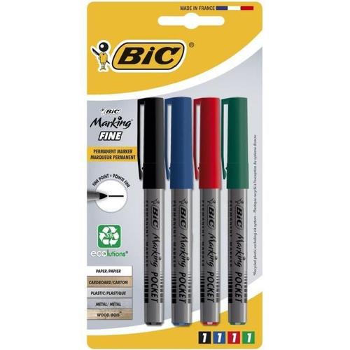 Bic Marqueur Permanent Bic Marking Pocket 1445 Assortis X4