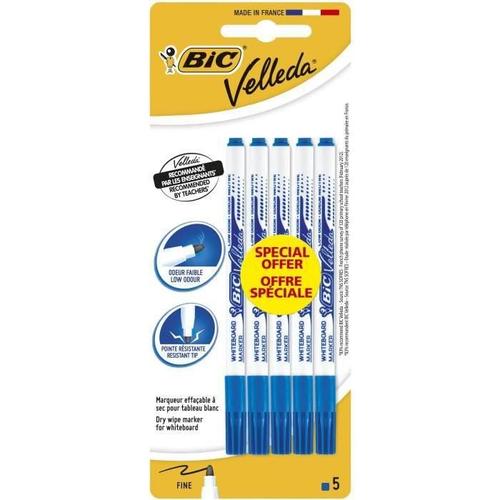 Bic Feutre Effacable A Sec Velleda 1721 Fin Bleu X5