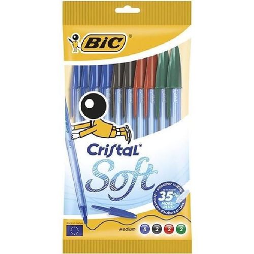 Bic Stylo-Bille Cristal Soft Assortis X10