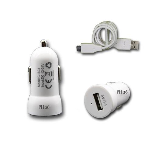 Chargeur Voiture Allume-Cigare Car Charger 1x Usb 1000ma (+Câble Offert) Pour Htc One X Plus