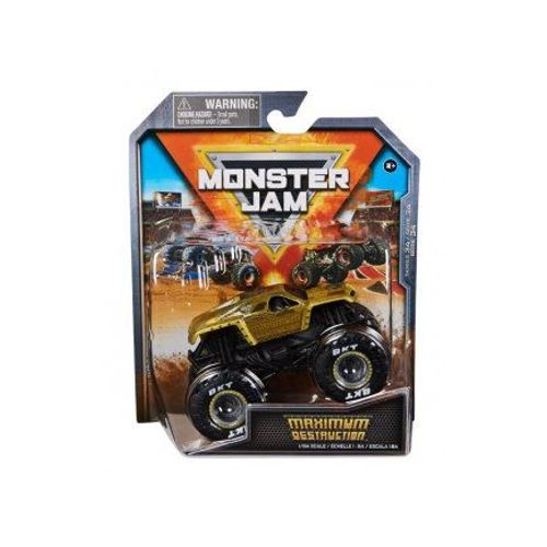 Monster Jam Max-D - Truck Maximum Destruction 1/64 - Vehicule Roues Geantes - Spectacle, Cascade - Set Voiture + Carte