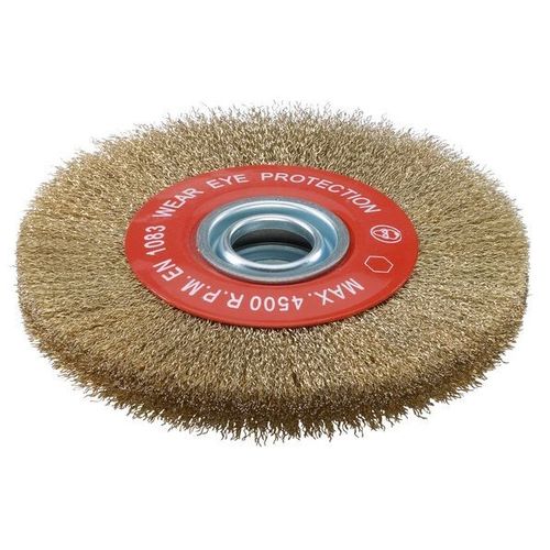 Sidamo - Brosse circulaire pour touret D. 150x25x32mm fils ondulés acier laitonné