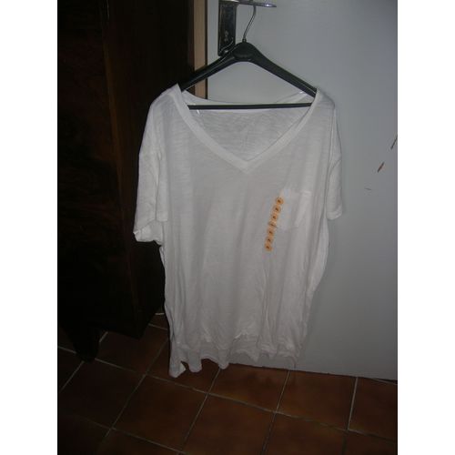 T-Shirt C&a Manches Courtes 60% Coton,40% Viscose Xl Blanc Cassé