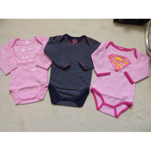 Lot 3 Bodies Manches Longues Bebe Fille Taille 3 Mois Rakuten