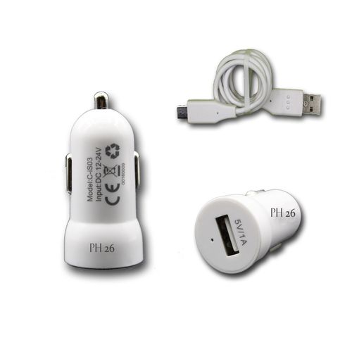 Chargeur Voiture Allume-Cigare Car Charger 1x Usb 1000ma (+Câble Offert) Pour Wileyfox Swift