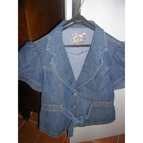 Veste En Jean Re Manches Courtes Coton 14 Ans Bleu