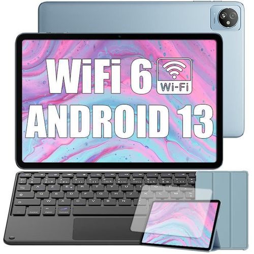 Blackview Tab 30 WiFi Tablette Tactile 10.1" HD+ IPS Android 13Go WiFi 6, RAM 6 Go ROM 64 Go-SD 128 To 5100mAh Bleu Avec Clavier K1