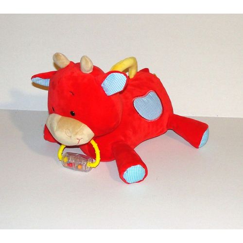 Doudou Vache Rouge Minimi D'activités Peluche Vache D'eveil Vertbaudet 27 Cm