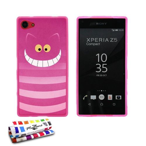 Coque Case Ultra-Slim Sony Xperia Z5 Mini Motif Striped Cat Silicone Rose (A2)