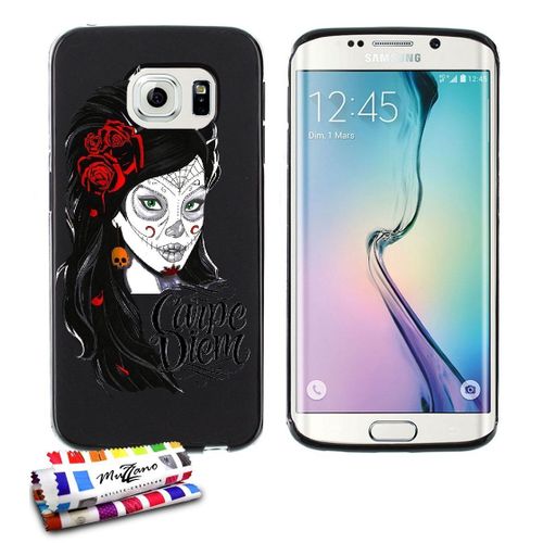 Coque Case Ultra-Slim Samsung Galaxy S7 Edge Motif Carpe Diem Noir Silicone (A2)