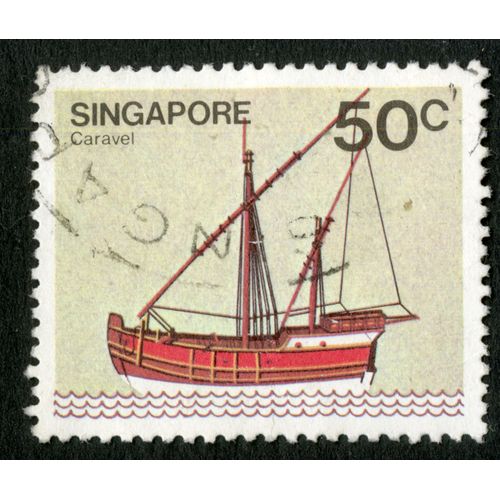 Timbre Oblitéré Singapore , Caravel, 50c