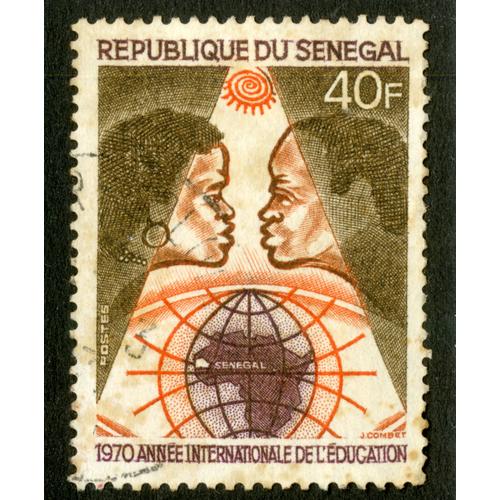Timbre Oblitéré République Du Sénégal, 1970 Année Internationale De L'éducation, Postes, 40 F