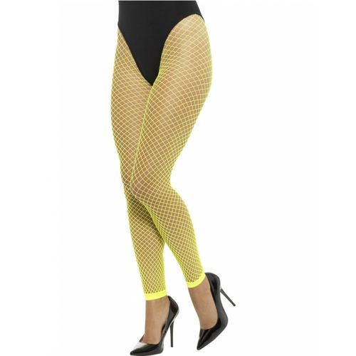 Collants Résille Grande Maille Sans Pieds Vert Fluo Femme Taille Unique