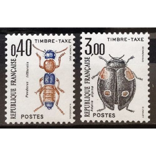 Taxes Insectes Coléoptères 0,40 (N° 110) + Taxes Insectes Coléoptères 3,00 (N° 111) Neufs** Luxe - France Année 1983 - N18086