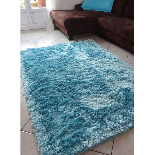 Tapis Salon Shaggy Fin Bleu 240 X 340 Cm Tapis Longues Mèches Par Unamourdetapis