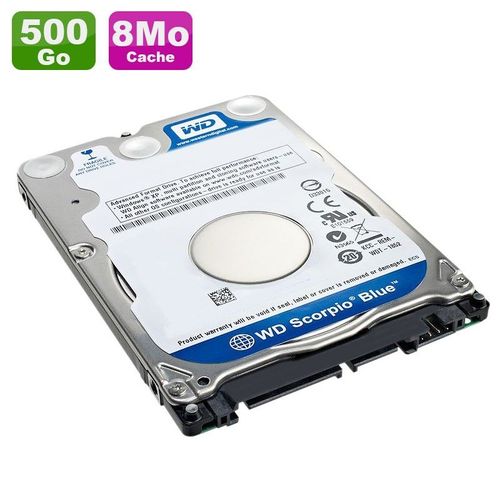 Disque Dur 500Go SATA 2.5" WD Scorpio Blue WD5000BEVT-00A0RT0 5400RPM Pc Portable 8Mo