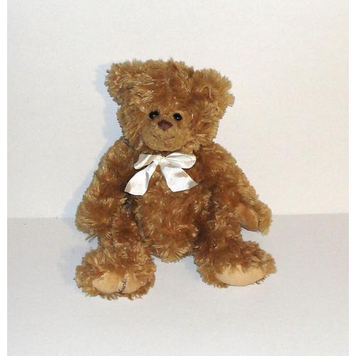 Ours Bukowski Marron Peluche Doudou Ours Noeud Papillon Blanc 31 Cm