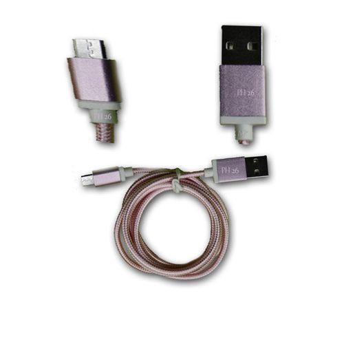 Logicom L-ement 350 Câble Data ROSE 1M en nylon tressé ultra Résistant (garantie 12 mois) Micro USB pour charge, synchronisation et transfert de données by PH26 ®